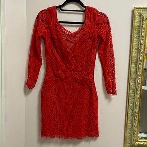 Sexy red lace dress